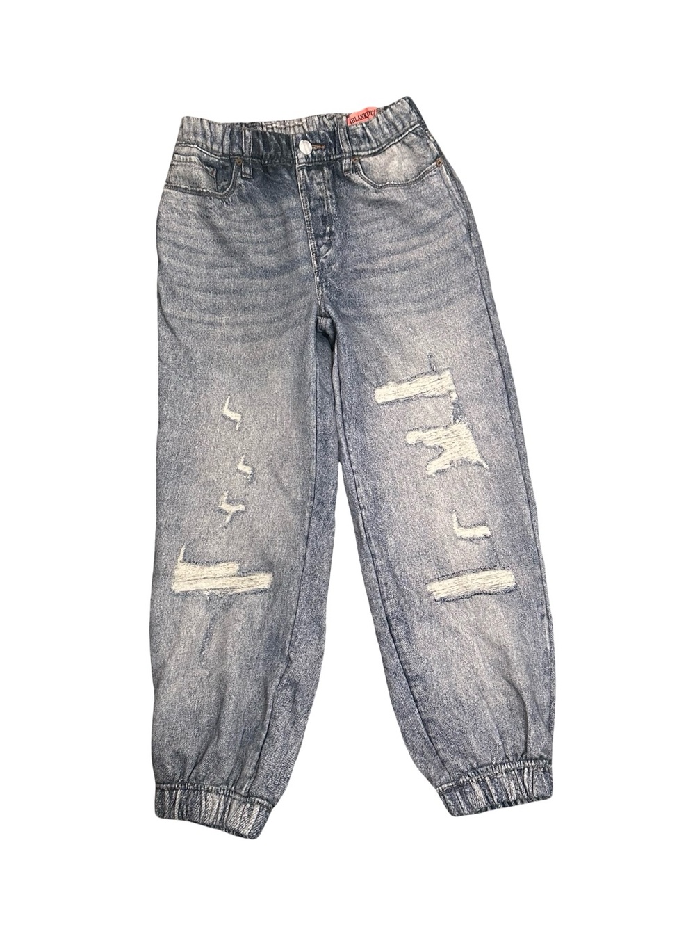 NWOT Blank NYC Girls Small Distressed Light Wash Faux Denim Sweatpants